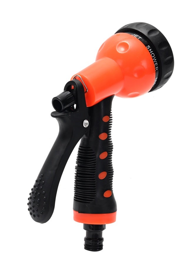 لوازم فوهة خرطوم حديقة برتقالي وأسود - فوهة رش يدوية بضغط عالٍ مع 7 أنماط رش قابلة للتعديل ومقبض خلفي ومشبك تثبيت - للري، غسيل السيارات، تنظيف الأسطح - Image 2