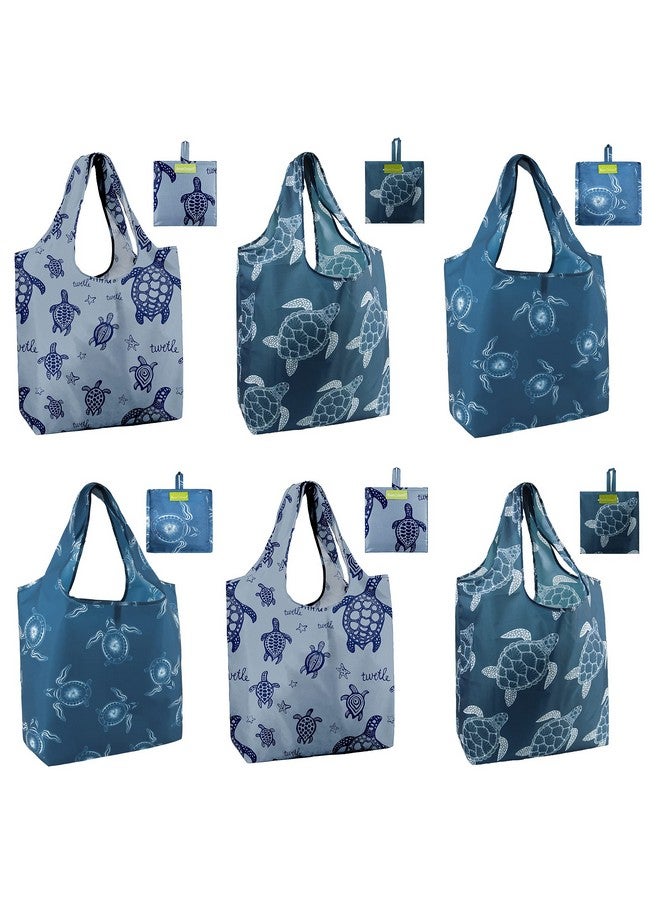 BeeGreen Turtle Gifts for Women Foldable Reusable Grocery Bags Shopping Bags for Groceries Cute Holiday Bags Cloth Bags With Handles Large Cloth Gift Bags Heavy Duty Bulk 6 Pack Gifts - Image 1
