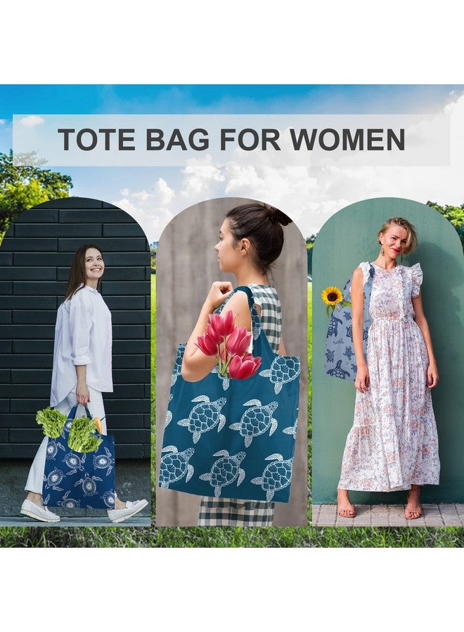 BeeGreen Turtle Gifts for Women Foldable Reusable Grocery Bags Shopping Bags for Groceries Cute Holiday Bags Cloth Bags With Handles Large Cloth Gift Bags Heavy Duty Bulk 6 Pack Gifts - Image 3