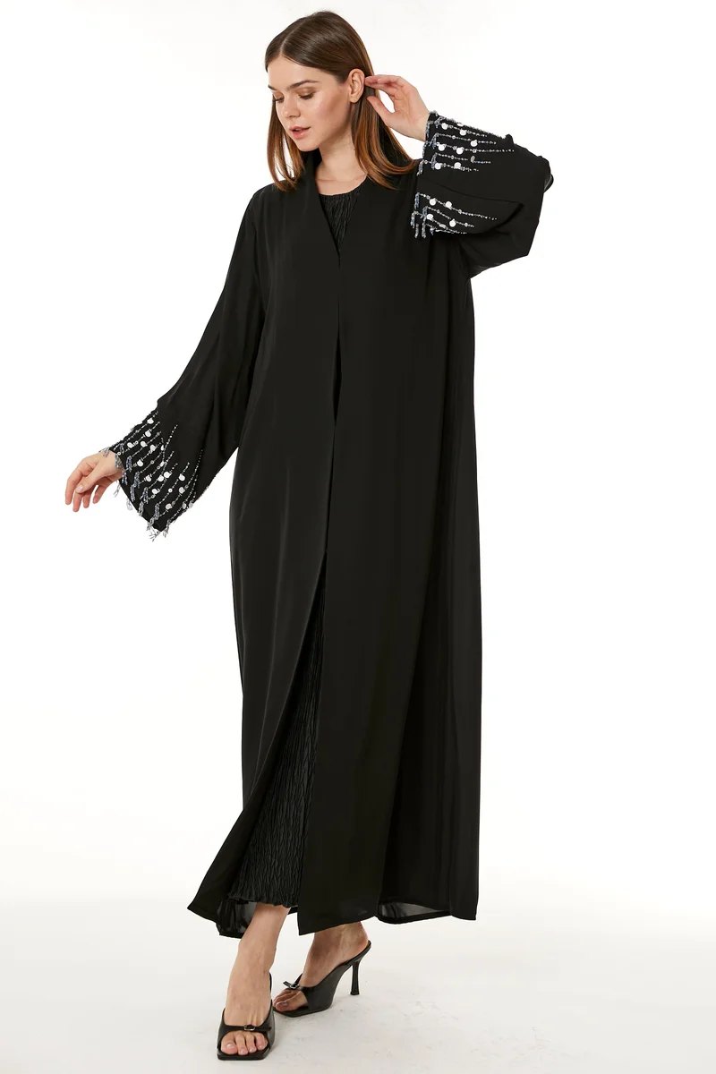 Moistreet Embellished Flared Sleeve Abaya