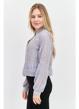 VERO MODA Women Textured Jacket Shirt, Grey  - Image 2