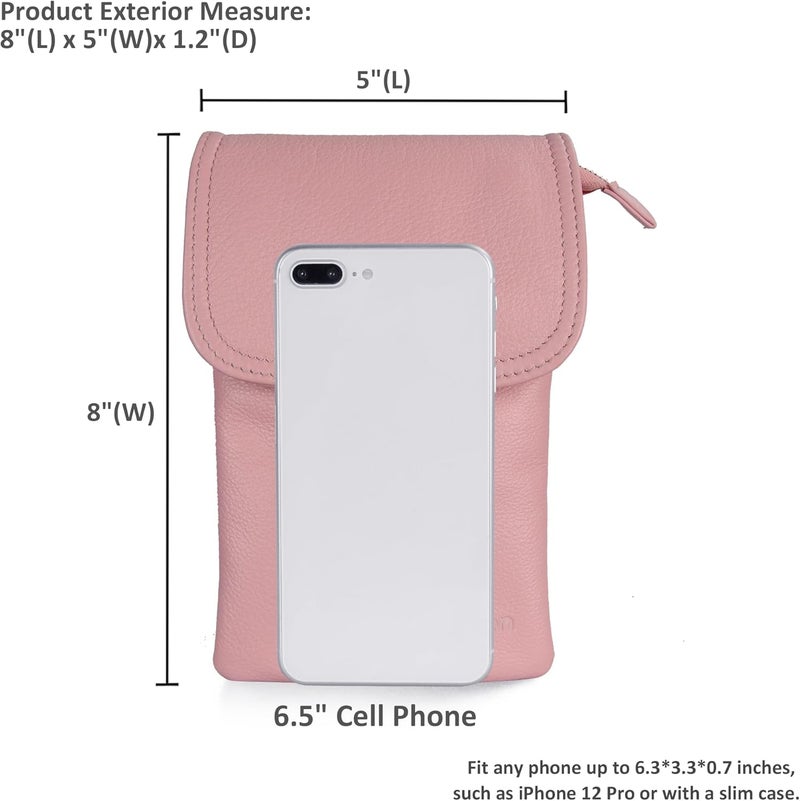 befen Genuine Leather Small Crossbody Bags for Women Cell Phone Bag Cross Body Purses,Silver Zipper - Image 4