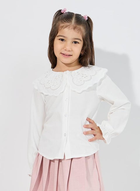 Schiffli Collar Textured Shirt