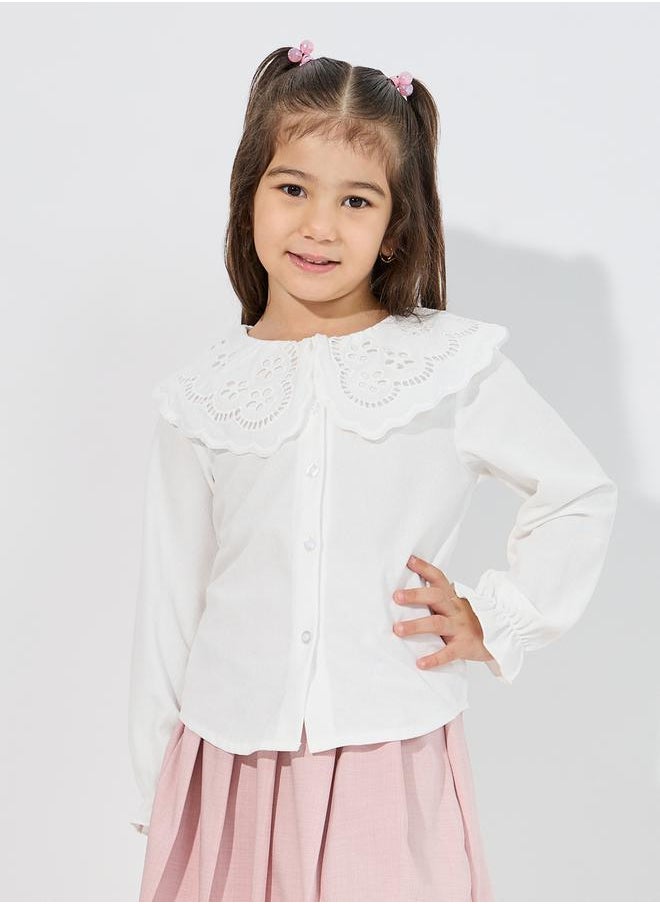 Styli Schiffli Collar Textured Shirt  - Image 1