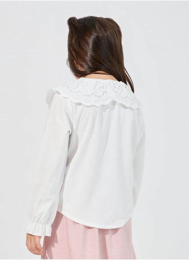 Styli Schiffli Collar Textured Shirt  - Image 4