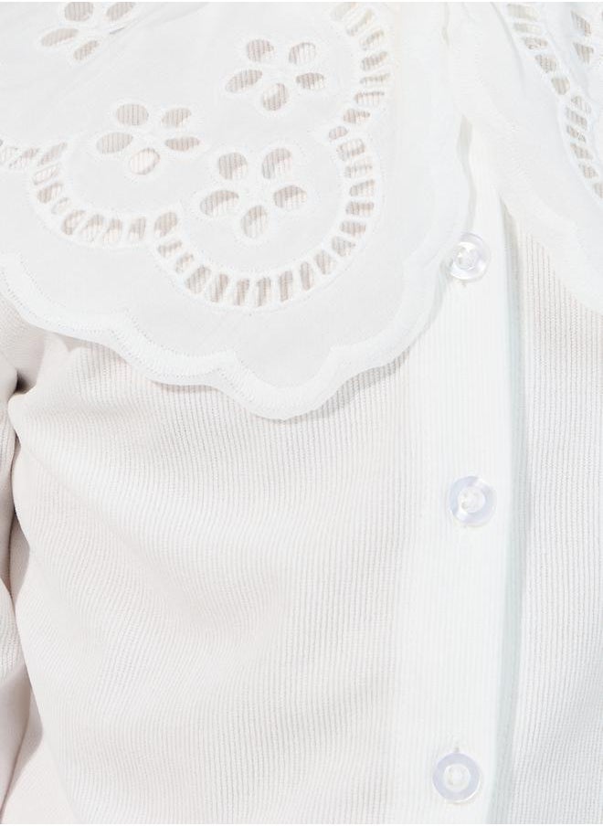 Styli Schiffli Collar Textured Shirt  - Image 3