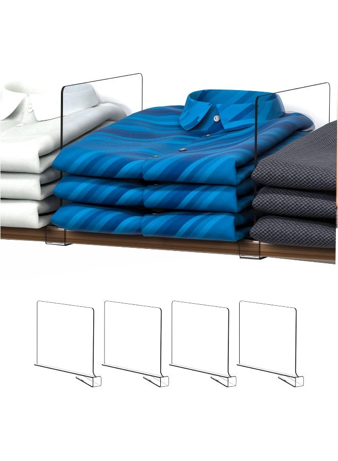 Cq acrylic Shelf Dividers for Closet Organization  4 Pack Closet Shelf Organizer for Wood CupboardShelves  T ShirtBagPurse DividersHandbag OrganizerPlastic Shelf Separators for SweaterTshirt - Image 5