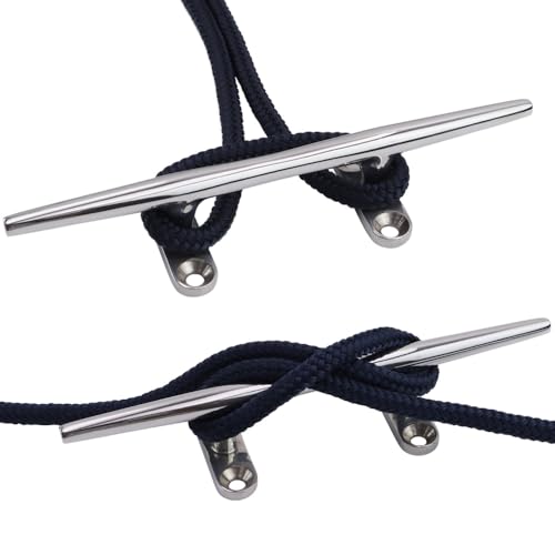Laorde Boat Cleat 4 inch 5 inch 6 inch 8 inch 10 inch Open Base 316 Stainless Steel Dock Cleat Marine Grade Rope Cleat with Fasteners for Kayaks Nautical Decor Silver 4 inch 4 Pack - Image 3
