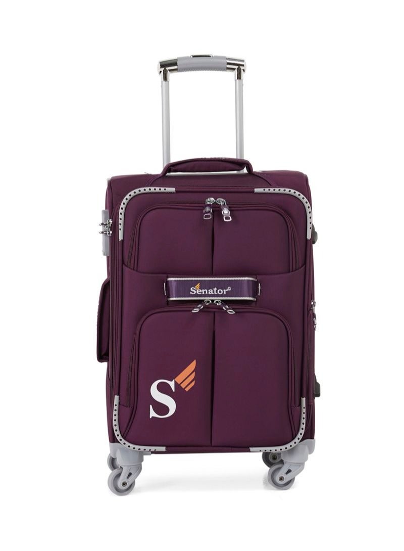 SENATOR Soft Shell Luggage Trolley For Unisex Ultra Lightweight Expandable Suitcase With 4 Wheels LL003 Purple - Image 2
