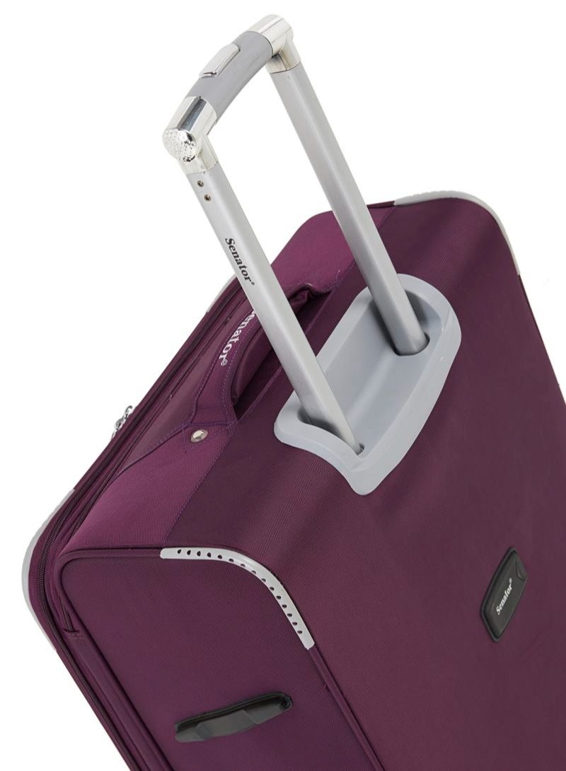 SENATOR Soft Shell Luggage Trolley For Unisex Ultra Lightweight Expandable Suitcase With 4 Wheels LL003 Purple - Image 5