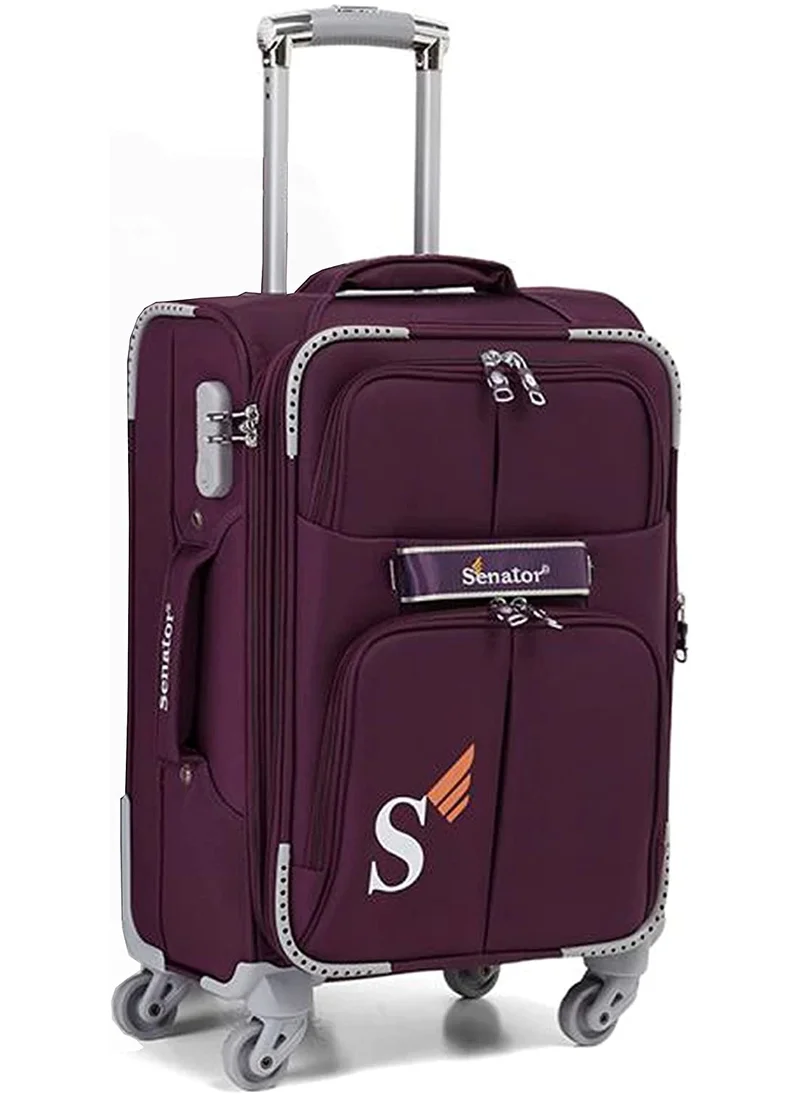 سيناتور Soft Shell Luggage Trolley For Unisex Ultra Lightweight Expandable Suitcase With 4 Wheels LL003 Purple