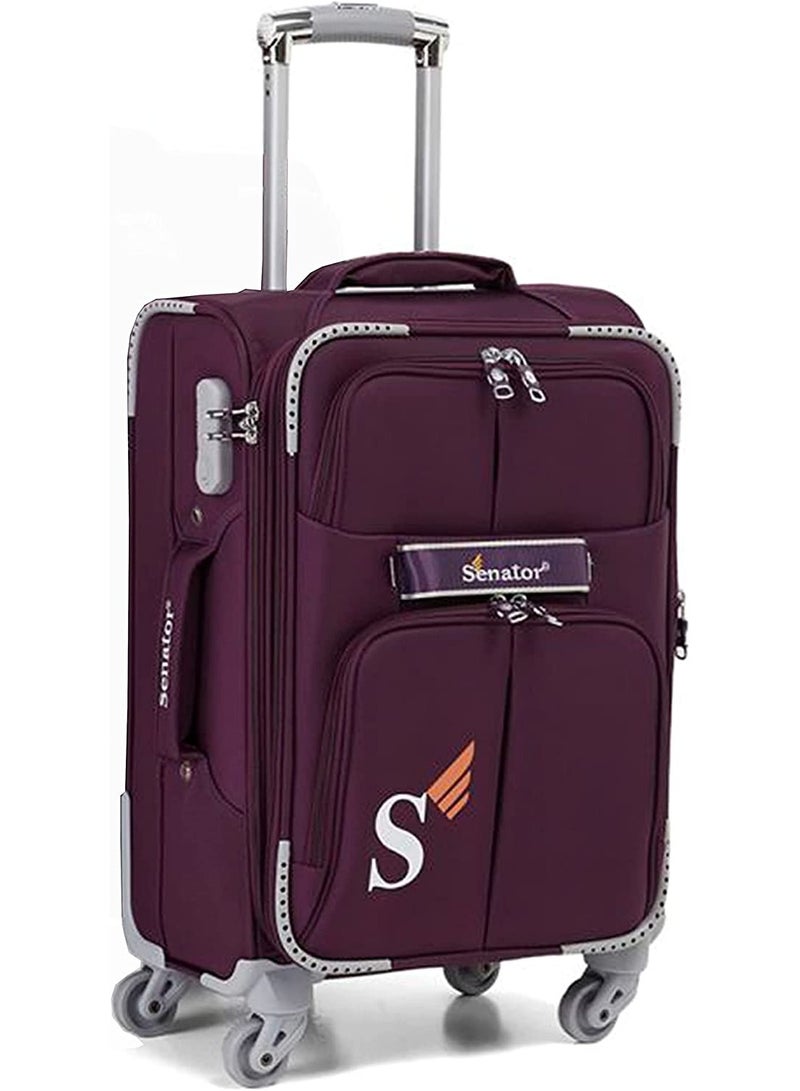 SENATOR Soft Shell Luggage Trolley For Unisex Ultra Lightweight Expandable Suitcase With 4 Wheels LL003 Purple - Image 1