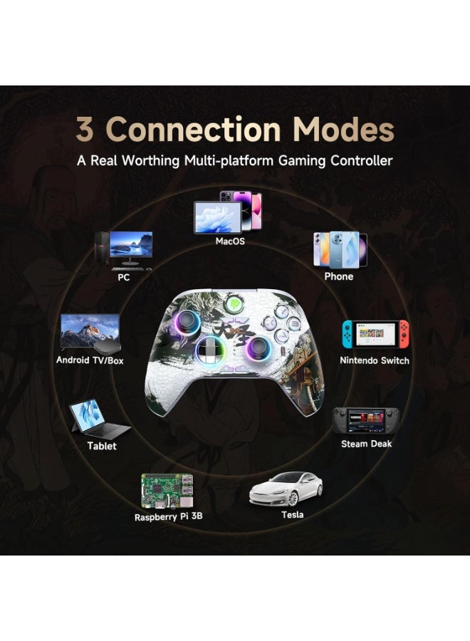 general Professional Gamepad EasySMX X15 PC Controller Enhanced Bluetooth Controller with Hall Joysticks/Hall Triggers/RGB Lighting - No Stick Drift, No Dead Zone - Work for PC, Android, Steam and Switch 1000mAh Battery 20 Hours Battery Life Customizable Back Keys One-Button Wake-Up Function Turbo Function 3 Adjustable Vibration Levels - Image 2