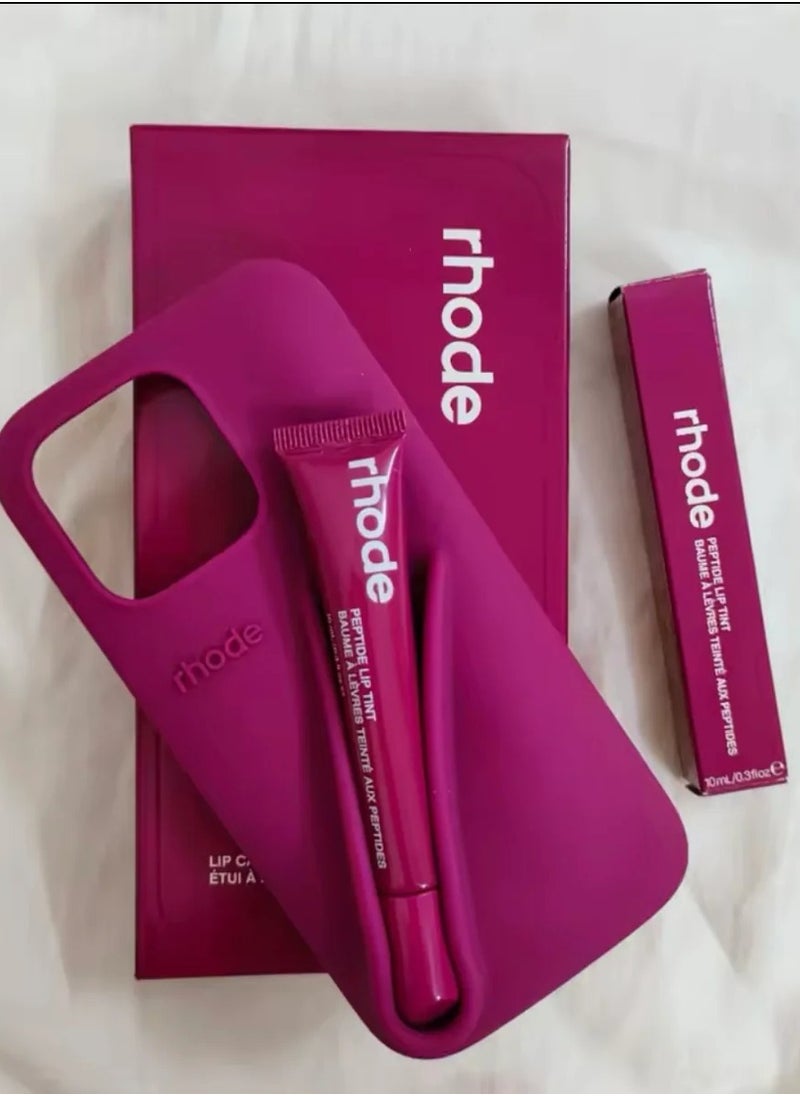 rhode - Rhode iPhone 14 plus Silicone Lip Holder for Cell Phone, Lip Gloss Adhesive Sleeve for Phone, Lip Holder Stick-on Phone Case, Back Stick On Holder for Rhode iPhone 14 plus(Raspberry Jelly) - Image 1