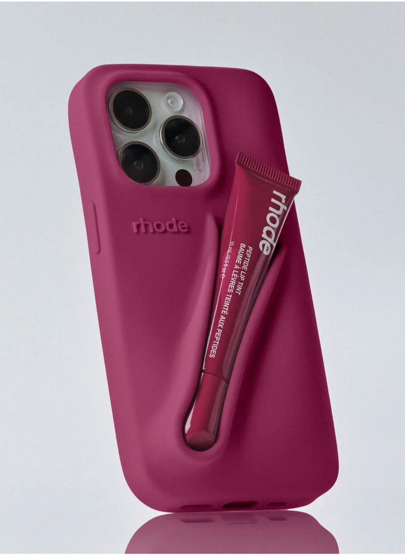 rhode - Rhode iPhone 14 plus Silicone Lip Holder for Cell Phone, Lip Gloss Adhesive Sleeve for Phone, Lip Holder Stick-on Phone Case, Back Stick On Holder for Rhode iPhone 14 plus(Raspberry Jelly) - Image 1