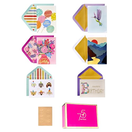 Papyrus 75th Anniversary Greeting Card Assortment for Birthday and All Occasion with Keepsake Box 6count - Image 1