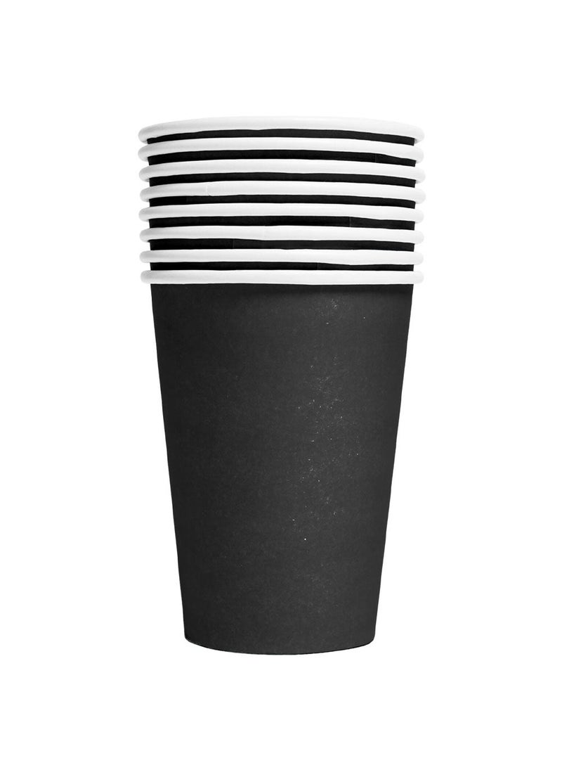 Disposable Paper Cups Black 21cl 8-Pack