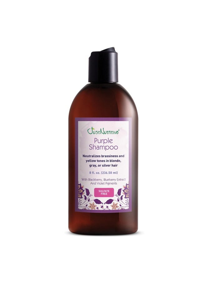 Just Nutritive Just Nutritive Purple Toning Shampoo for Blonde, Gray, White, Silver, and Bleached Hair - Eliminate Brassiness, Boost Shine, Repairs, Hydrates, Sulfate-Free, Paraben-Free, Anti-Yellowing, 8 oz.  - Image 1