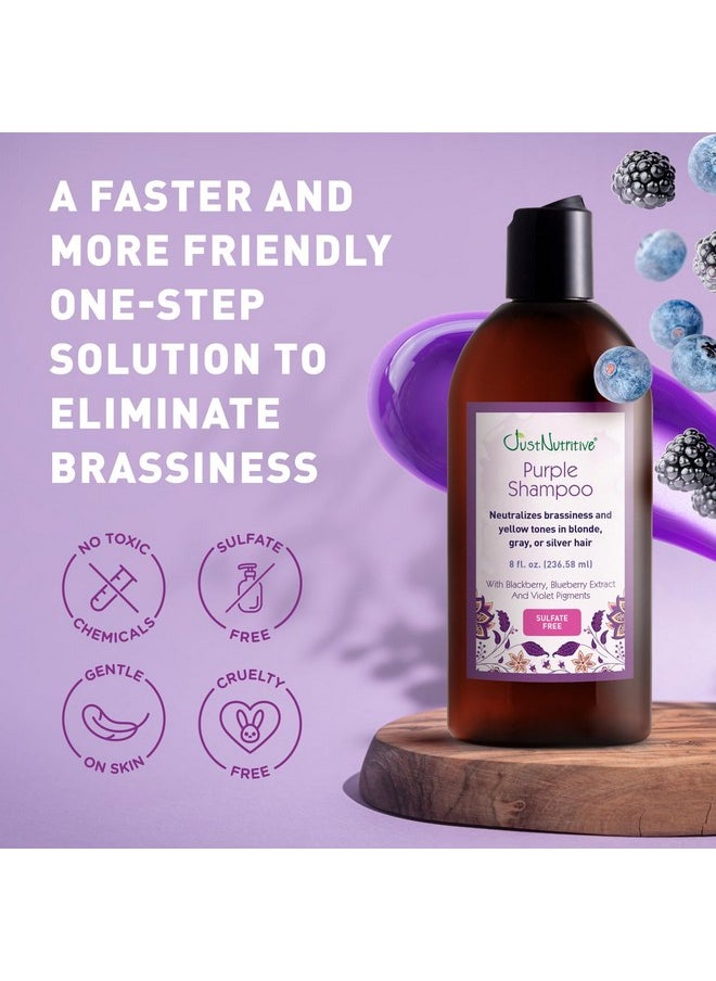 Just Nutritive Just Nutritive Purple Toning Shampoo for Blonde, Gray, White, Silver, and Bleached Hair - Eliminate Brassiness, Boost Shine, Repairs, Hydrates, Sulfate-Free, Paraben-Free, Anti-Yellowing, 8 oz.  - Image 5