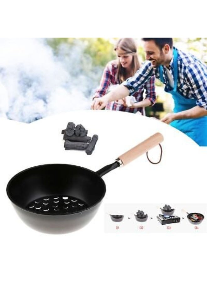 مقلاة اشعال الفحم بمقبض خشبي (مقاس 14 سم) - Image 2