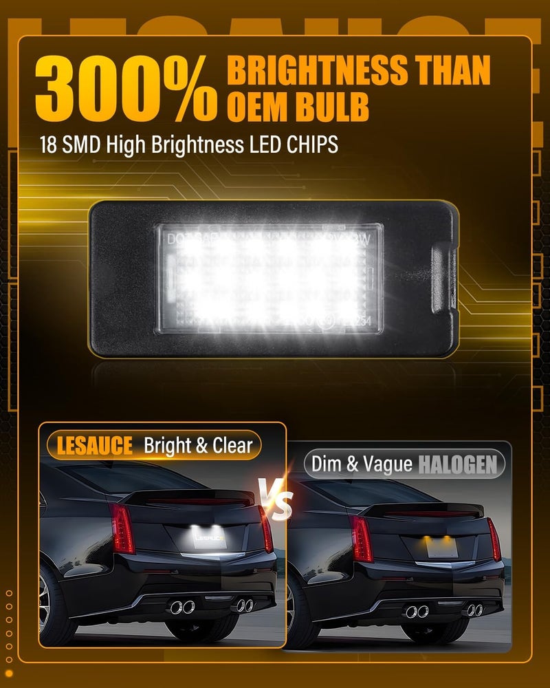 LESAUCE License Plate Lights Tag Lamp Assembly Replacement For 2015-2020 Cadillac Escalade ESV/Chevy Tahoe Suburban/GMC Yukon XL, 2015-2019 Cadillac AST, 2016-2022 Malibu, IP68 Waterprooof, 2PC - Image 2