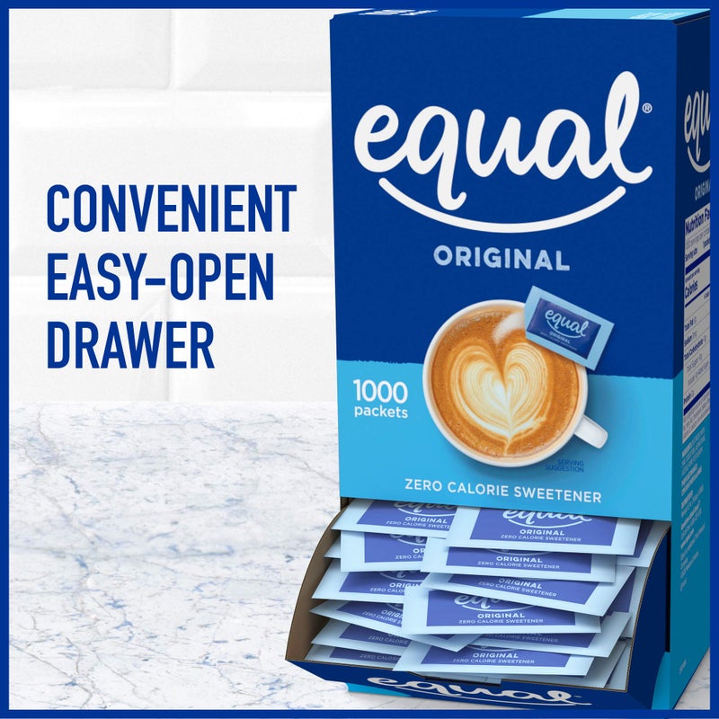 EQUAL 0 Calorie Sweetener, Aspartame and Acesulfame-K Sweetener Packets, Zero Calorie Sugar Alternative, Erythritol Free, 1000 Ct (Pack of 1) - Image 3