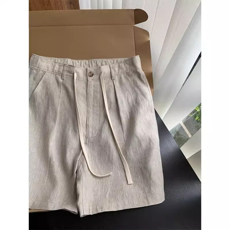 Men's Linen Casual Shorts with Drawstring - Image 3