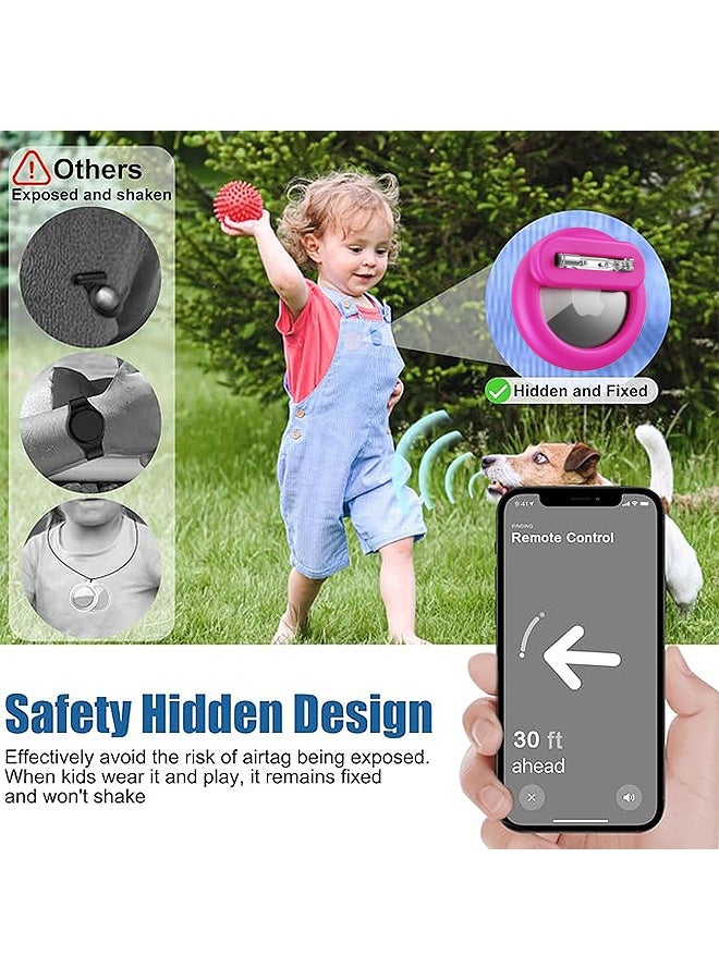 إم إكس إن 4 قطع حافظة مخفية للأطفال من Apple مع دبوس غير مرئي - حامل مخفي لبطاقة هوائية للأطفال لمنع الضياع، للأطفال وكبار السن والأمتعة والملابس - Image 3