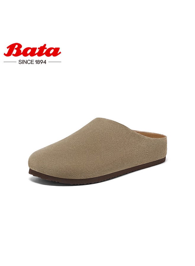 Bata Women's Spring Autumn Winter British Style Cowhide Leather Comfortable Slip-on Mules Ayr22ah5, Gray, Size 36 - Image 2