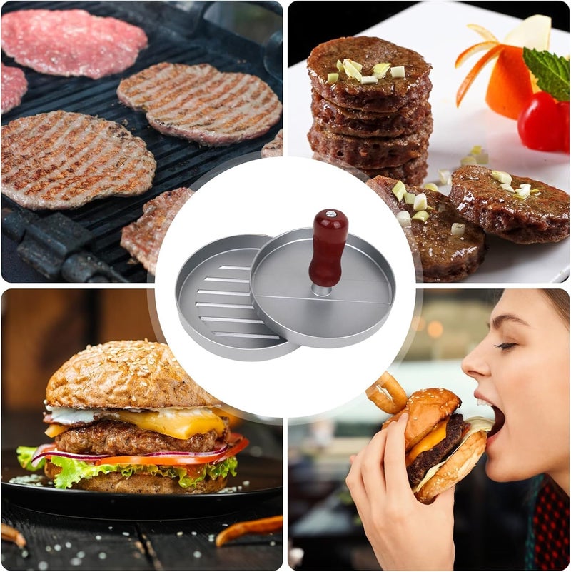 Non-Stick Burger Maker - Meat Press Mold for Perfect BBQ Burger Maker Kitchen Tool - Silver Brown - Image 4