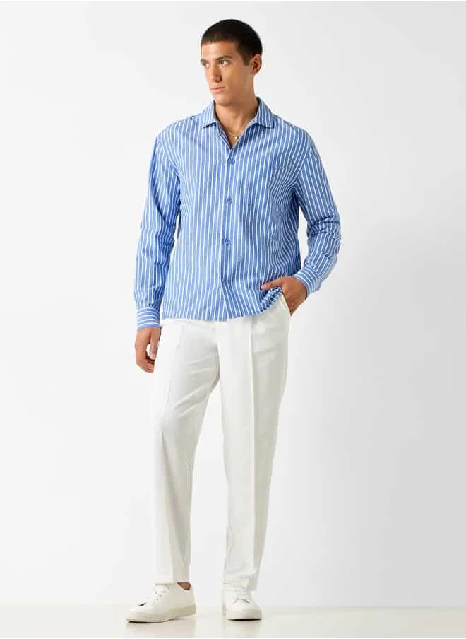 Iconic Relaxed Fit Iconic Striped Shirt with Chest Pocket