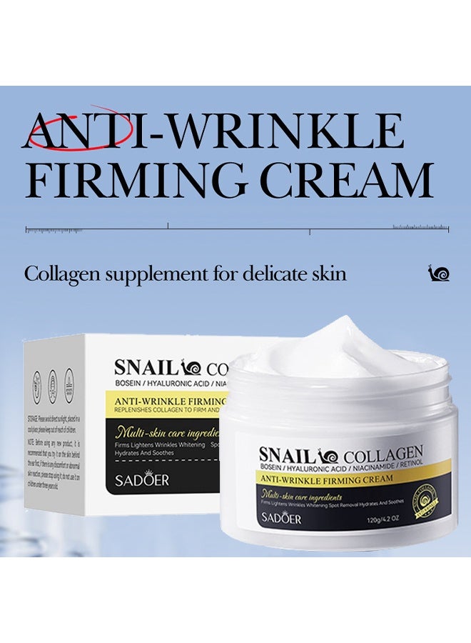 SADOER Snail Collagen Cream , Anti-Wrinkle Firming Cream.Moisturizing Acne Scar Removal Cream, Improve Skin Anti-Aging And Wrinkle Removal And Whitening Cream 120g - Image 2