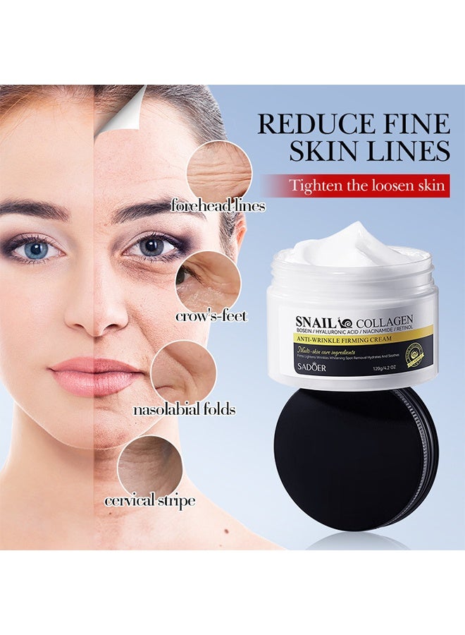 SADOER Snail Collagen Cream , Anti-Wrinkle Firming Cream.Moisturizing Acne Scar Removal Cream, Improve Skin Anti-Aging And Wrinkle Removal And Whitening Cream 120g - Image 3