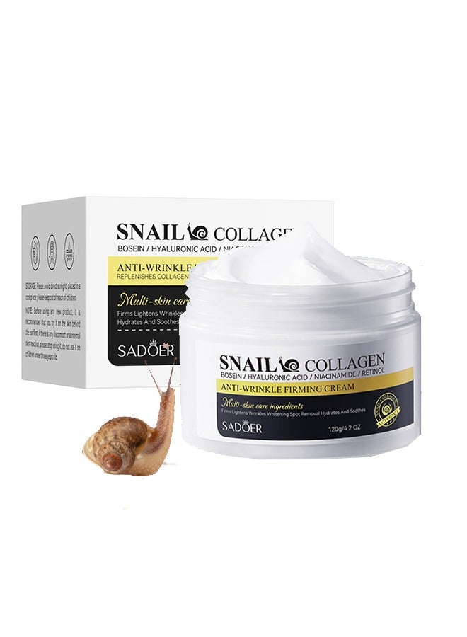 SADOER Snail Collagen Cream , Anti-Wrinkle Firming Cream.Moisturizing Acne Scar Removal Cream, Improve Skin Anti-Aging And Wrinkle Removal And Whitening Cream 120g - Image 1