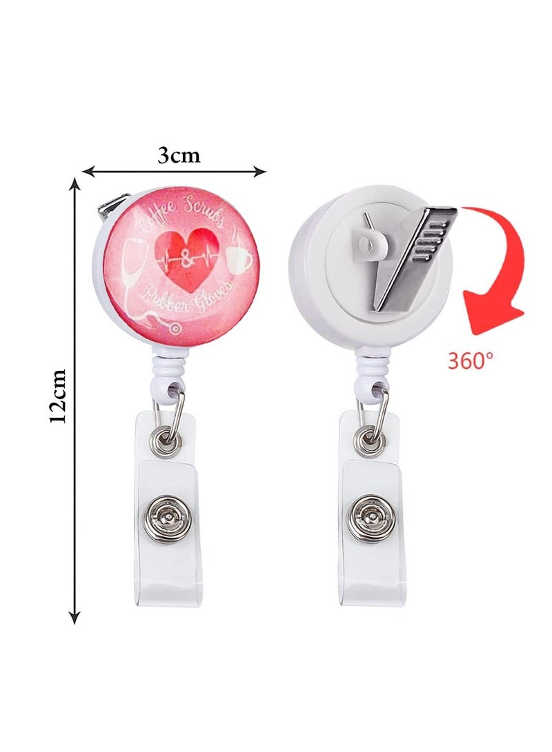 SYOSI 3 Pack Nurse Badge Holder Reel, Retractable Badge Holder Alligator Clip Badge Holder Name Card Holder Office Worker Badge Holder Doctor Badge Holder Cute Badge Holder for Office Worker Doctor Nurse - Image 4