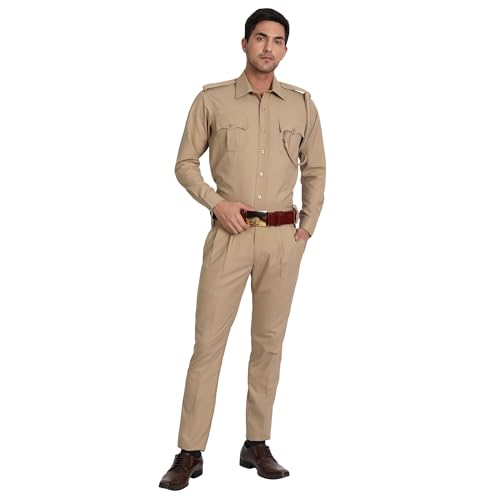 uniformer Khaki Police Full Sleeves Shirt and Trouser Set for Men | Lightweight & Breathable Uniform | Durable | Comfortable Fit | Ideal for Law Enforcement & Security (Khaki_L) - Image 1