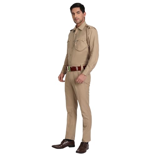 uniformer Khaki Police Full Sleeves Shirt and Trouser Set for Men | Lightweight & Breathable Uniform | Durable | Comfortable Fit | Ideal for Law Enforcement & Security (Khaki_L) - Image 3