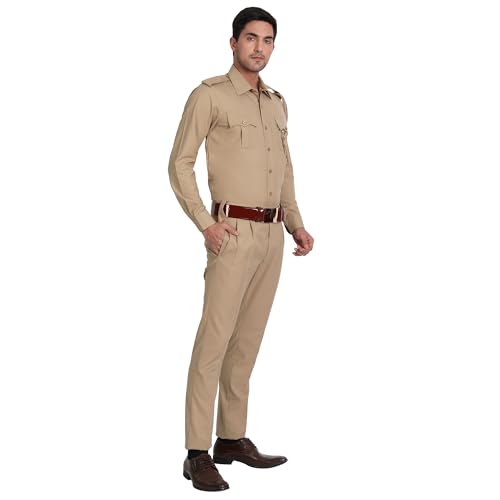 uniformer Khaki Police Full Sleeves Shirt and Trouser Set for Men | Lightweight & Breathable Uniform | Durable | Comfortable Fit | Ideal for Law Enforcement & Security (Khaki_L) - Image 2