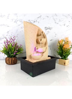 RUPANNA RUPANNA 3 Step Curve Table Top Water Fountain with LED RGB Light for Home DecorIndoorOfficeGiftHouse Warming GiftMarriage Gift Biege Stone  - Image 3