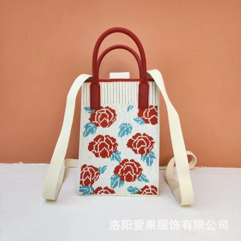 2025 Spring New Mobile Phone Bag Knitted Bag Casual Women'S Bag Temu All-Match Plant Fashion Mobile Phone Bag - Image 2