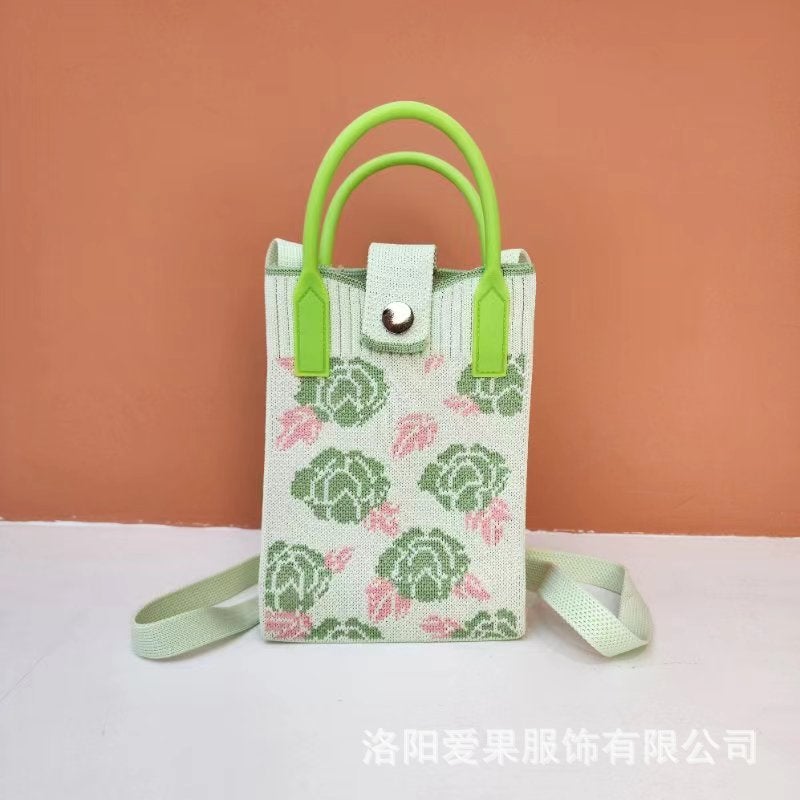 2025 Spring New Mobile Phone Bag Knitted Bag Casual Women'S Bag Temu All-Match Plant Fashion Mobile Phone Bag - Image 1