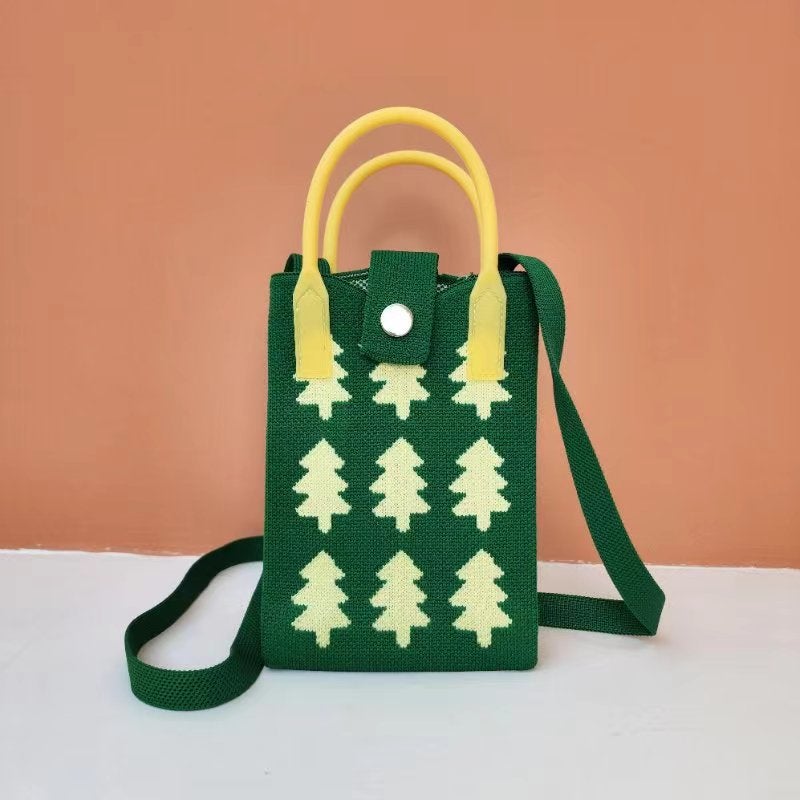 2025 Spring New Mobile Phone Bag Knitted Bag Casual Women'S Bag Temu All-Match Plant Fashion Mobile Phone Bag - Image 4