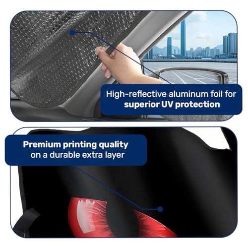 GENANY Evil Eyes Windshield Sun Shade for Car SUV Truck (55x30 inches), Sun Shade Windshield, Shades for Windows, Protector Blocks UV, Car Decor - Image 4