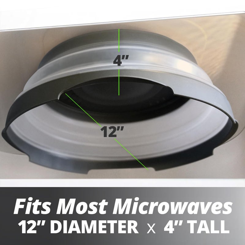 HOVER COVER Magnetic Microwave Splatter Cover with High Power, Strongest Magnetic Grip, Collapsible 12-Inch BPA-Free Food Lid, Vented Plate Guard, Dishwasher Safe, Space-Saving Storage - Black - Image 2