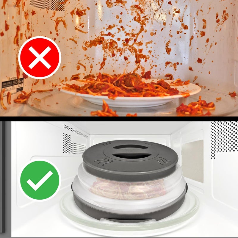 HOVER COVER Magnetic Microwave Splatter Cover with High Power, Strongest Magnetic Grip, Collapsible 12-Inch BPA-Free Food Lid, Vented Plate Guard, Dishwasher Safe, Space-Saving Storage - Black - Image 5