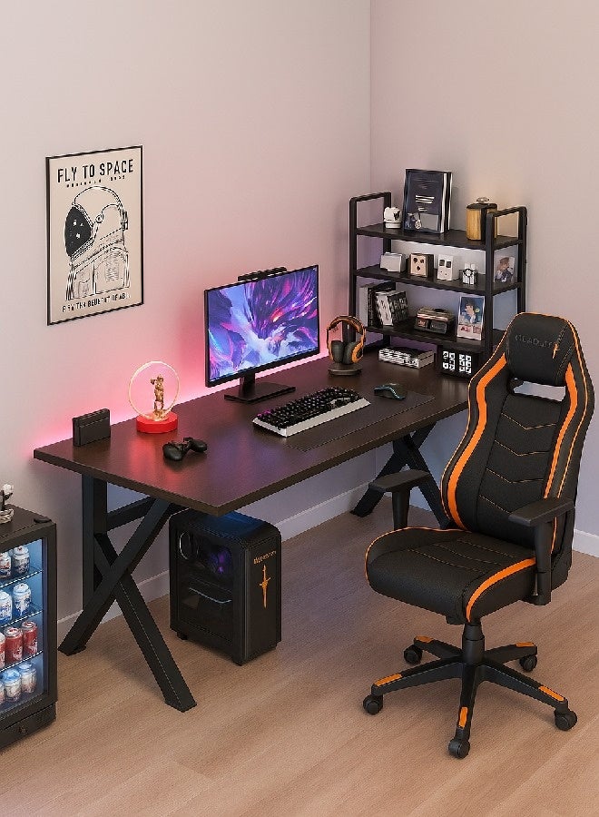 C&C Home Set of 2 Ergonomic Gaming Chair (65.5×128.5 cm) with Adjustable Height, High Back, Neck & Lumbar Support + Modern Gaming Desk (120×60×74 cm) with 15mm Thick Wood Tabletop and Durable Metal K-Leg Frame for Home Office or Study. - Image 1