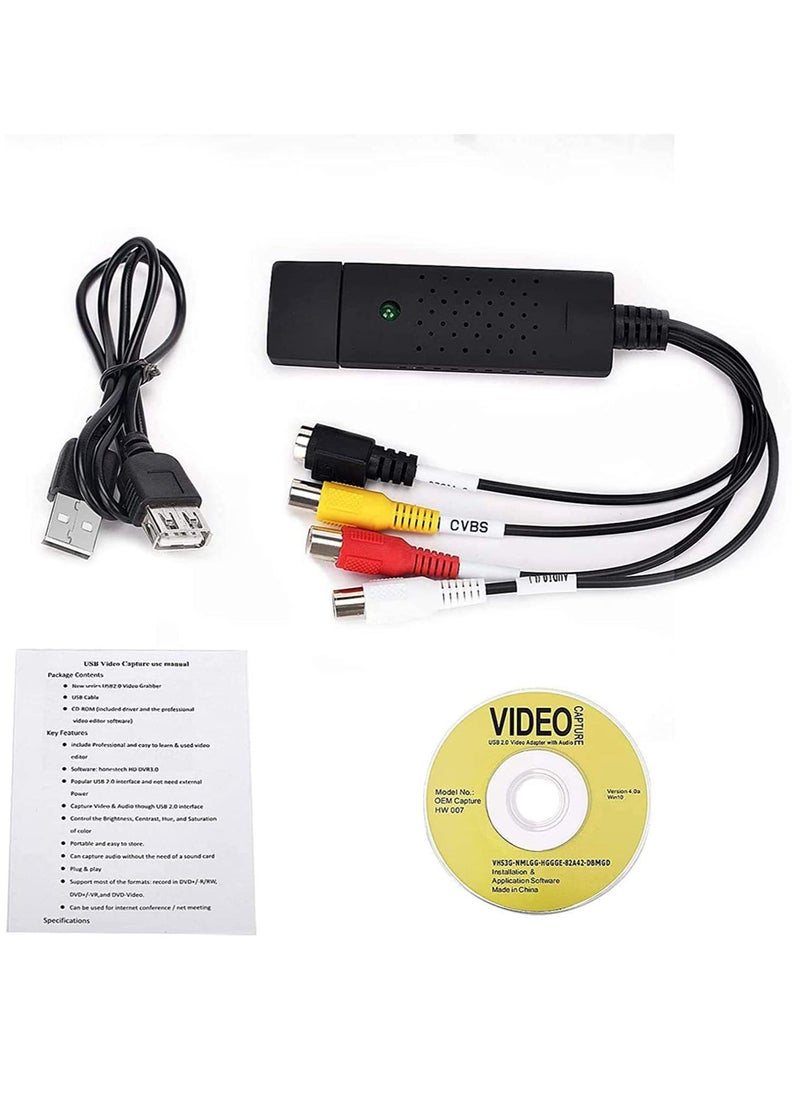 Easycap - Easycap USB 2.0 VHS Video Capture Card Adapter With Audio Ffor PS Xbox 360  AV DVT CCTV - Image 1