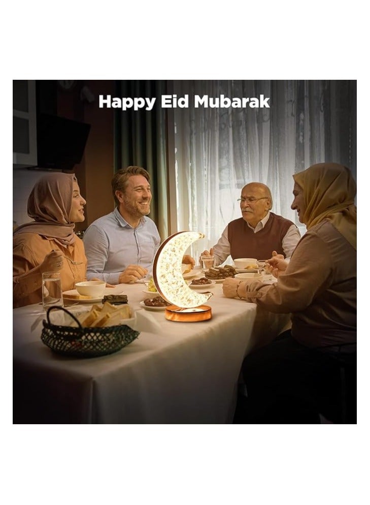 يواوليتي مصباح رمضان، ديكورات رمضان، مصباح طاولة كريستالي على شكل قمر، ضوء ليلي يعمل باللمس، مصباح طاولة بجانب السرير، مصباح مكتب للمنزل، غرفة النوم، غرفة المعيشة، ديكورات طاولة رمضان - Image 3