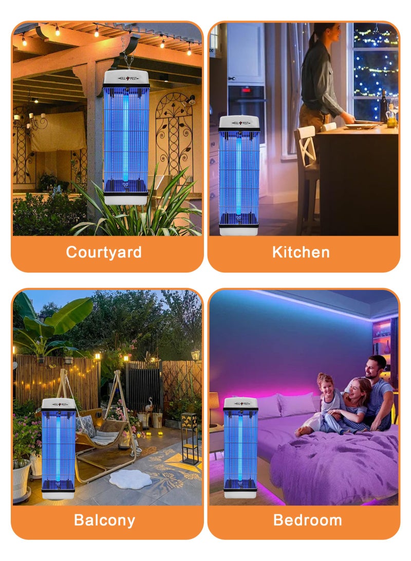 هومار كيت قاتل الحشرات الطائرة - مصيدة حشرات كهربائية داخلية/خارجية، مصيدة بعوض عالية الطاقة تعمل بالأشعة فوق البنفسجية، مكافحة حشرات فعالة للمنازل، والفناء، والحدائق الخلفية، والتخييم - Image 5