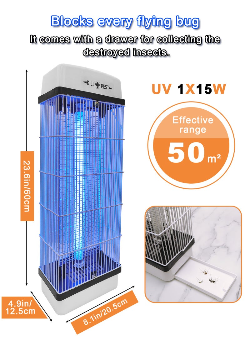 هومار كيت قاتل الحشرات الطائرة - مصيدة حشرات كهربائية داخلية/خارجية، مصيدة بعوض عالية الطاقة تعمل بالأشعة فوق البنفسجية، مكافحة حشرات فعالة للمنازل، والفناء، والحدائق الخلفية، والتخييم - Image 2